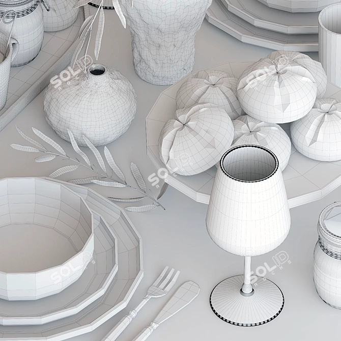 Minimalist Table Setting Accents 3D model image 7