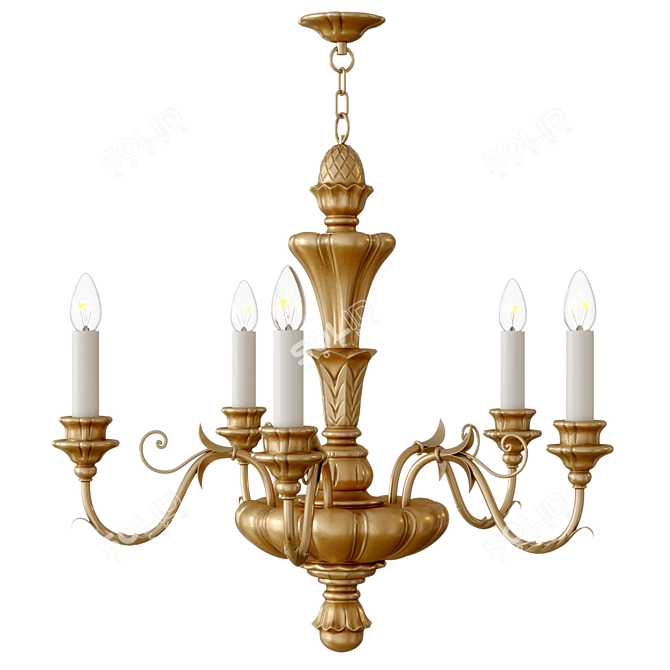 Rococo Giltwood Chandelier by Vaughan 3D model image 2