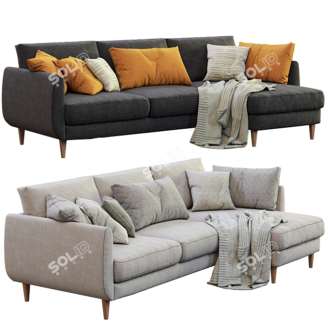 Sleek Smedstorp Sofa with Chaise 3D model image 2