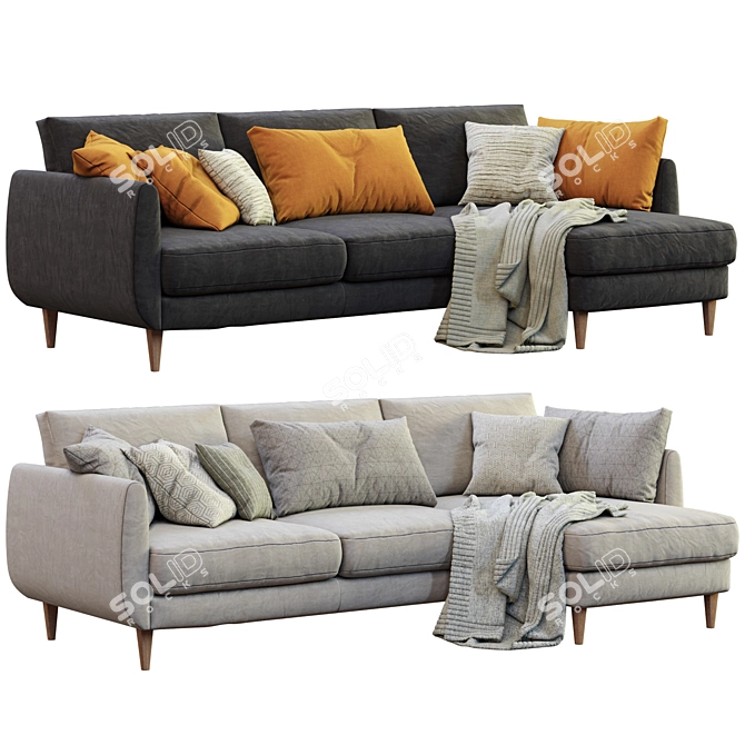 Sleek Smedstorp Sofa with Chaise 3D model image 3