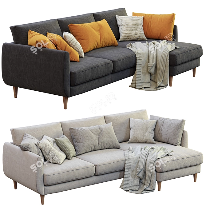 Sleek Smedstorp Sofa with Chaise 3D model image 4