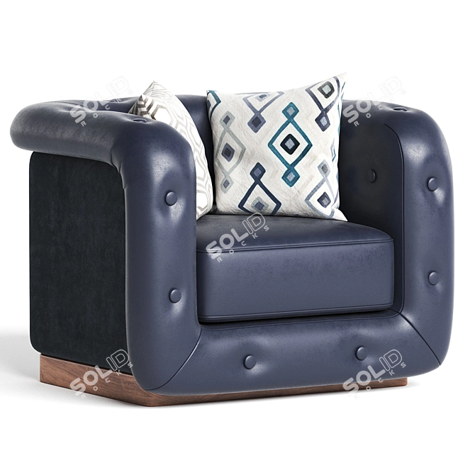 Tufted Leather Armchair SERGE 3D model image 1