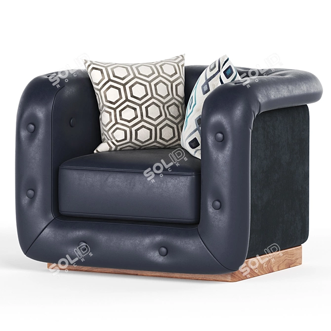 Tufted Leather Armchair SERGE 3D model image 2