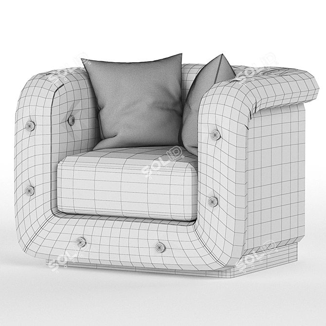 Tufted Leather Armchair SERGE 3D model image 3