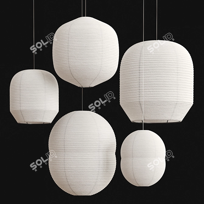 Paper Lanterns by Hotaru: Unique Home Décor 3D model image 2