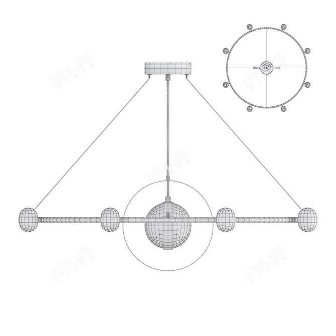 Elegant LED Ring Chandelier Protest 3D model image 3