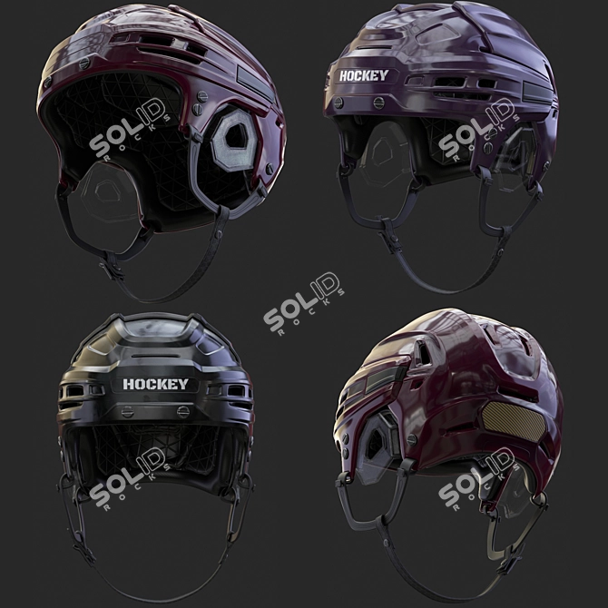 Enhanced 2016 Hockey Helmet 3D model image 1