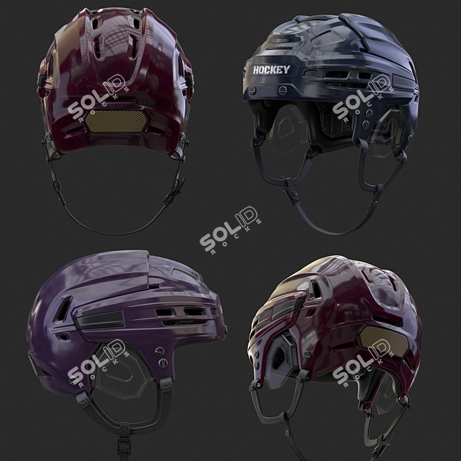 Enhanced 2016 Hockey Helmet 3D model image 5