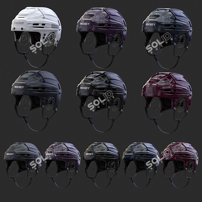 Enhanced 2016 Hockey Helmet 3D model image 6