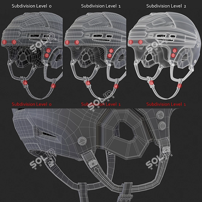 Enhanced 2016 Hockey Helmet 3D model image 7