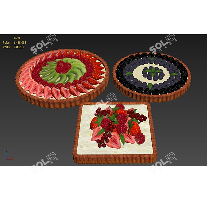 Berry Tart Trio 3D Models 3D model image 7