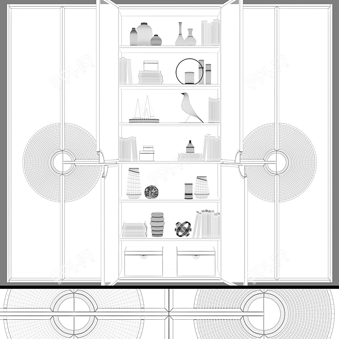 Art Deco Style Wardrobe Display 3D model image 3