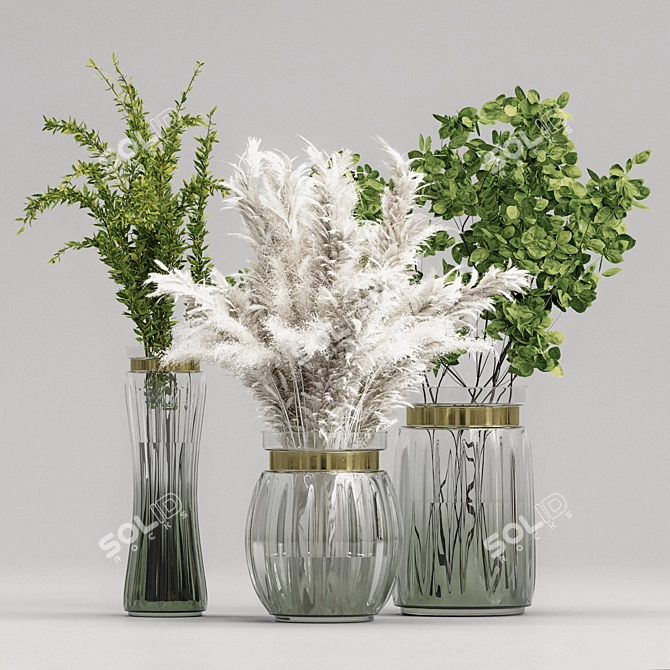 Branches & Pampas Decor Bundle 3D model image 1