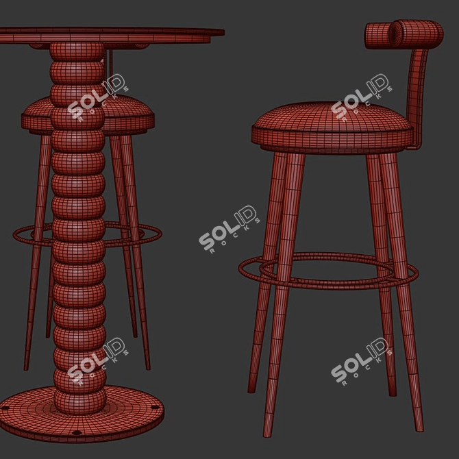 Modern Bar Set Furniture Design 3D model image 4