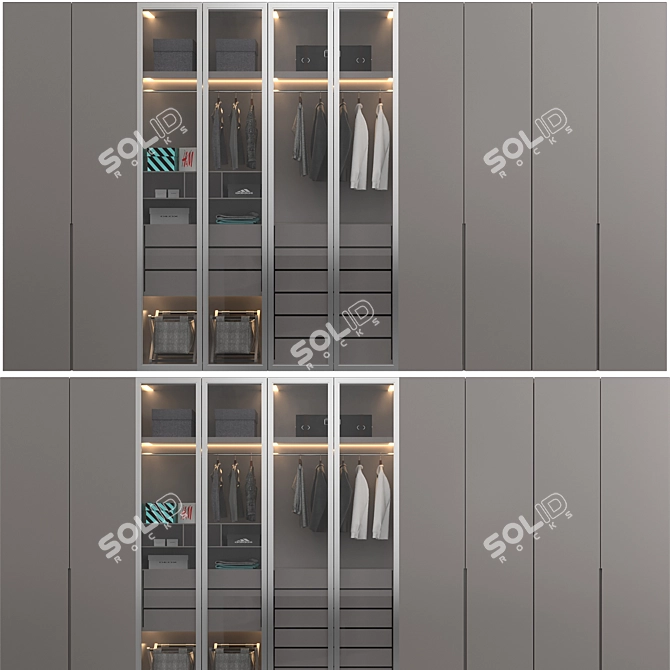 Elegant Wardrobe Model with Decorative Elements 3D model image 1