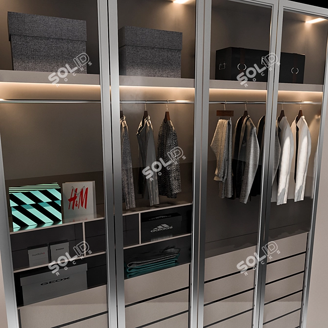 Elegant Wardrobe Model with Decorative Elements 3D model image 2