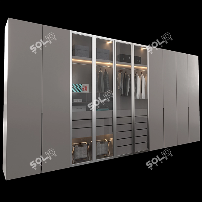 Elegant Wardrobe Model with Decorative Elements 3D model image 3