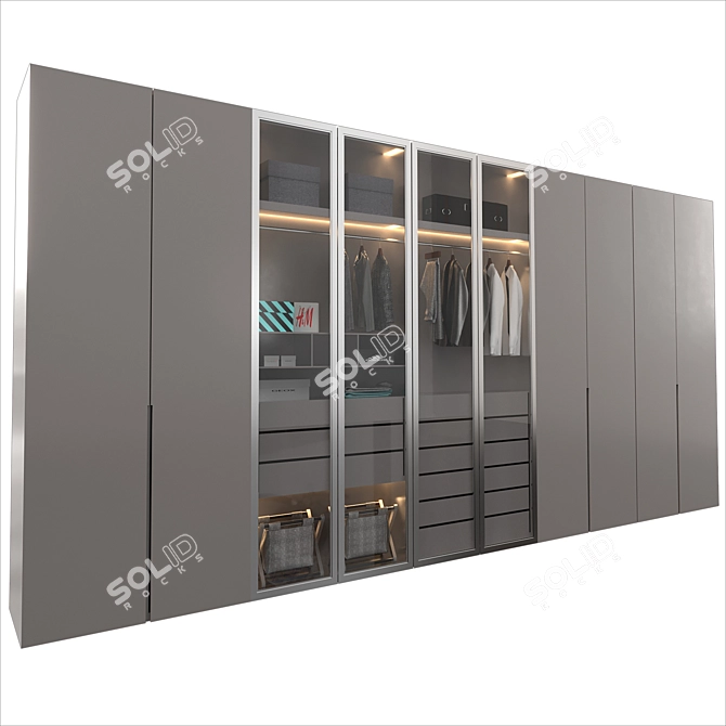 Elegant Wardrobe Model with Decorative Elements 3D model image 4