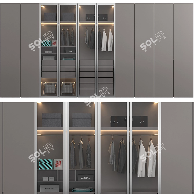 Elegant Wardrobe Model with Decorative Elements 3D model image 6