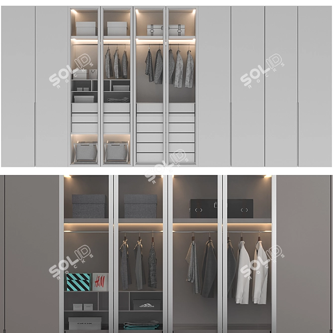 Elegant Wardrobe Model with Decorative Elements 3D model image 7