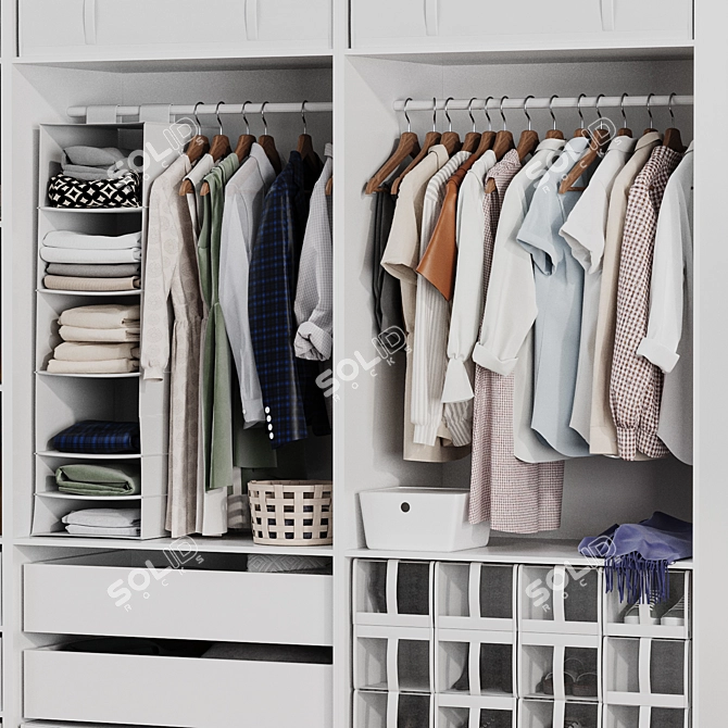 Ikea PAX White Wardrobe Set 3D model image 2