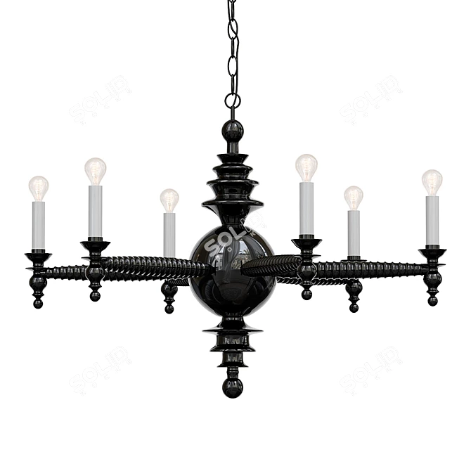 Elegant Spool Chandelier Design 3D model image 1