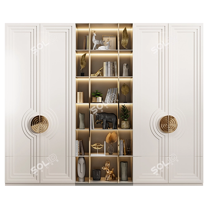 Elegant Neoclassical Wardrobe, Spacious Design 3D model image 1