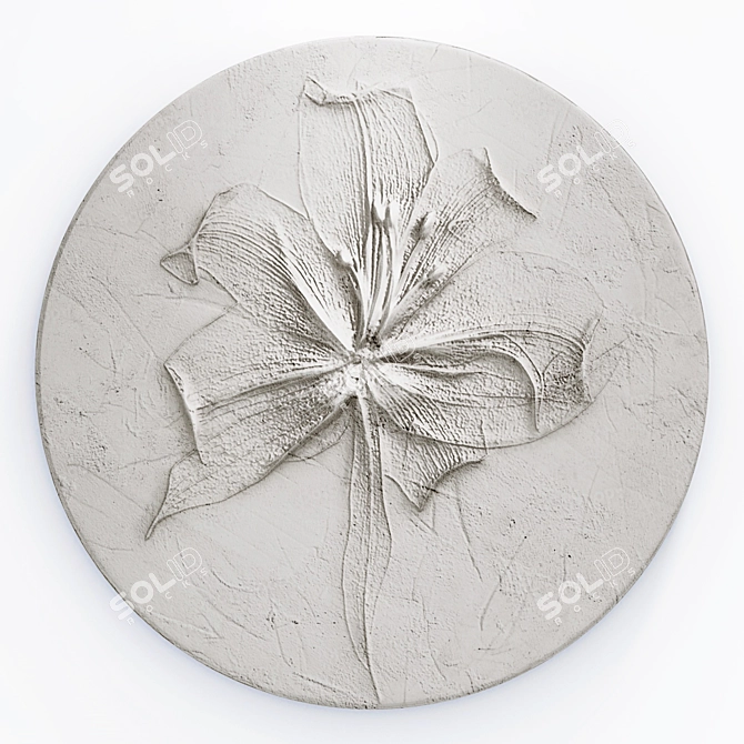 Modern Flower Plaster Relief Panel 3D model image 1