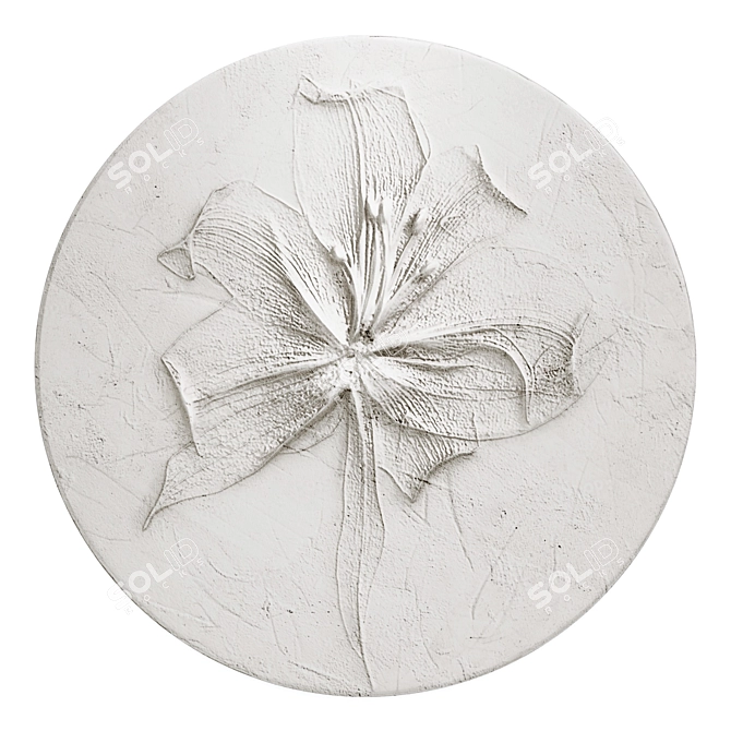 Modern Flower Plaster Relief Panel 3D model image 3