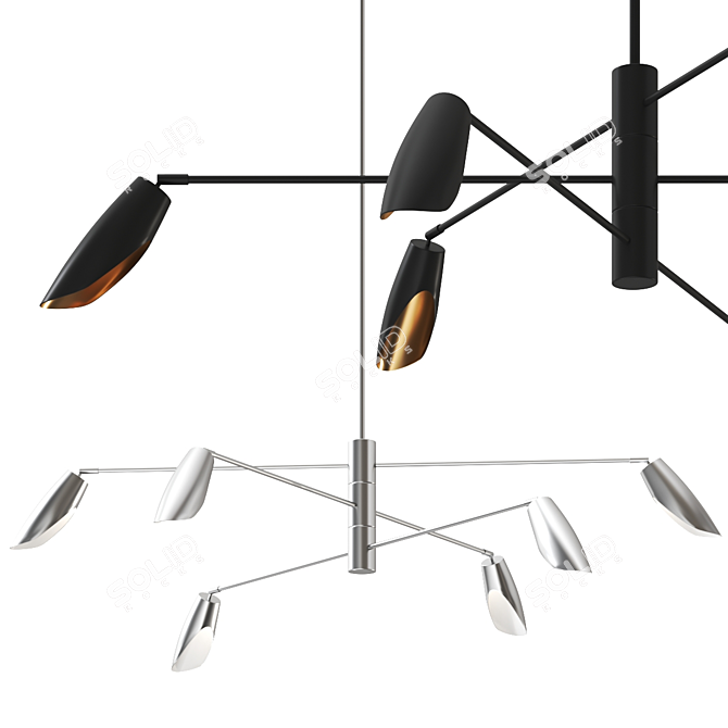 Modern 3 Tier LED Chandelier 3D model image 2