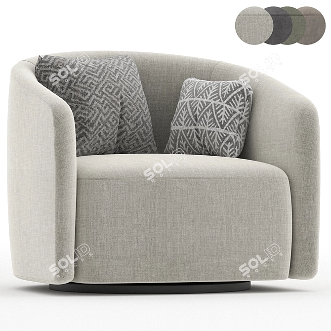 Sleek Swivel Armchair Design 3D model image 1