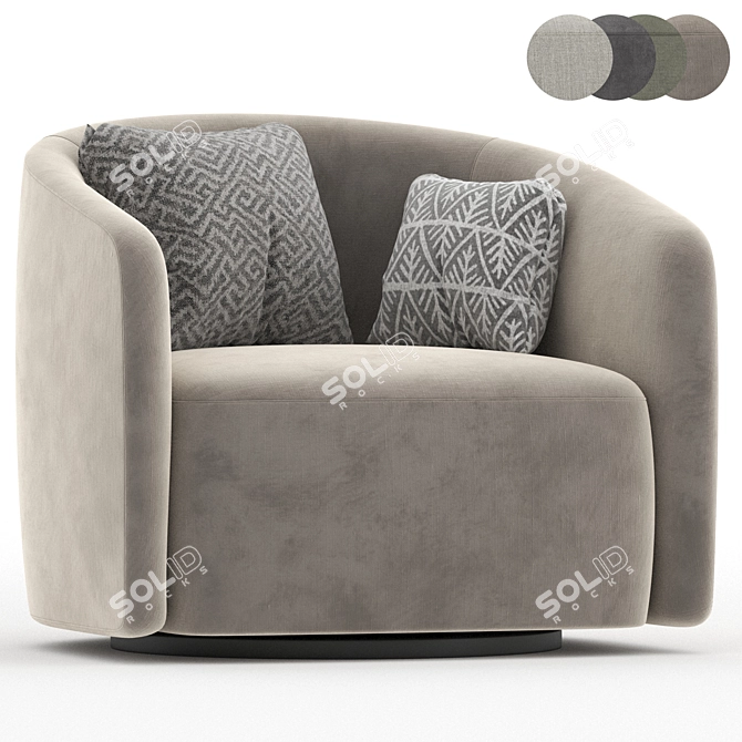 Sleek Swivel Armchair Design 3D model image 2