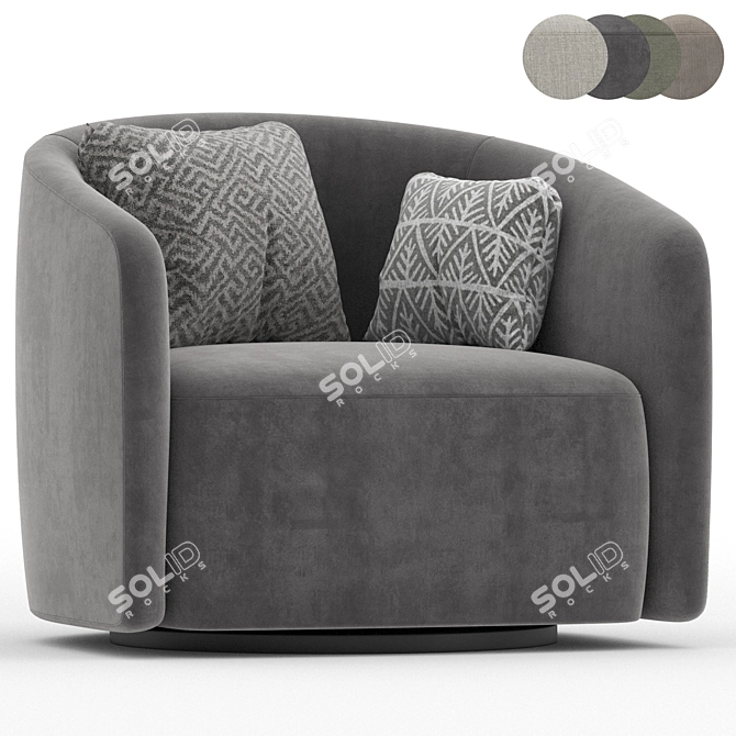 Sleek Swivel Armchair Design 3D model image 4