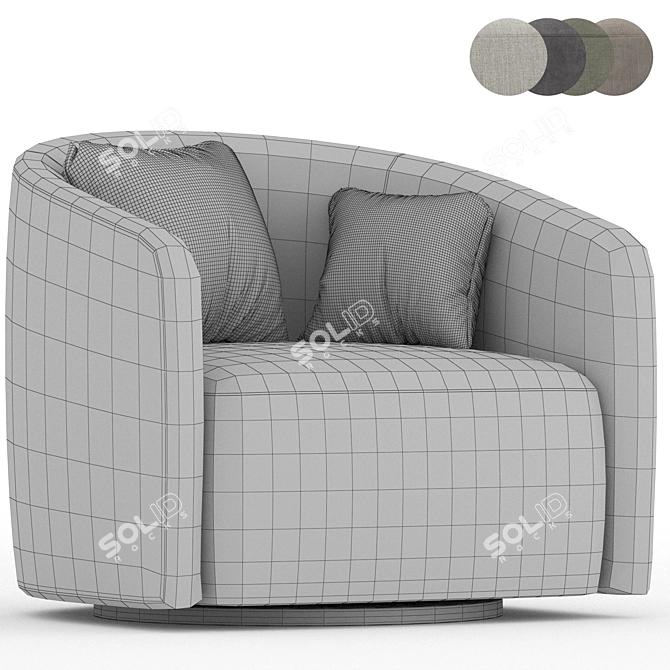 Sleek Swivel Armchair Design 3D model image 7