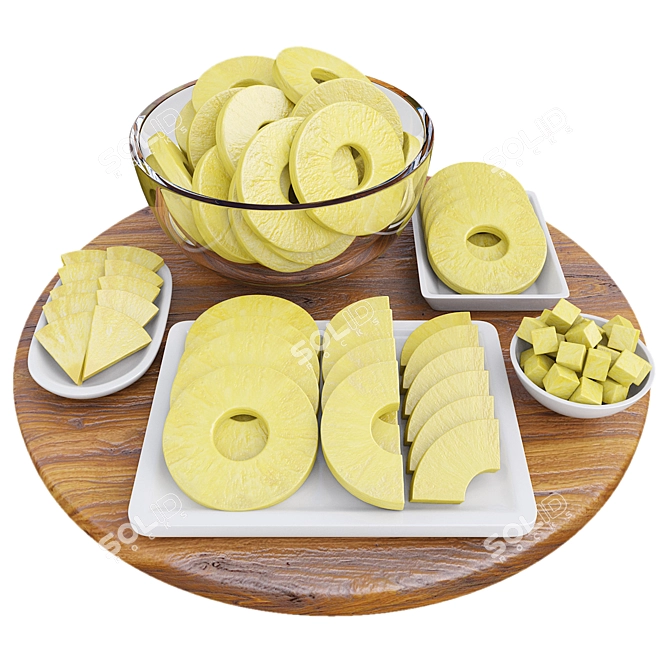 Fresh-Picked Pineapple Slices 3D Model 3D model image 1