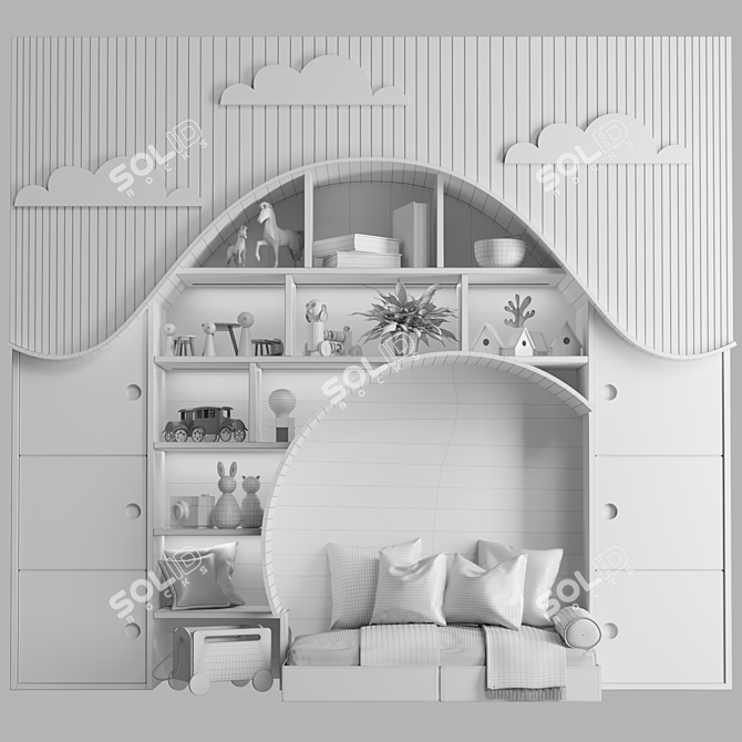 Child's Toy Cabinet Bed Set 3D model image 2