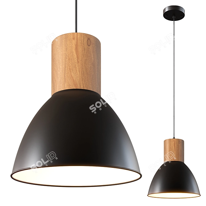 Elyona Industrial Pendant Light: PBR-Ready 3D model image 1