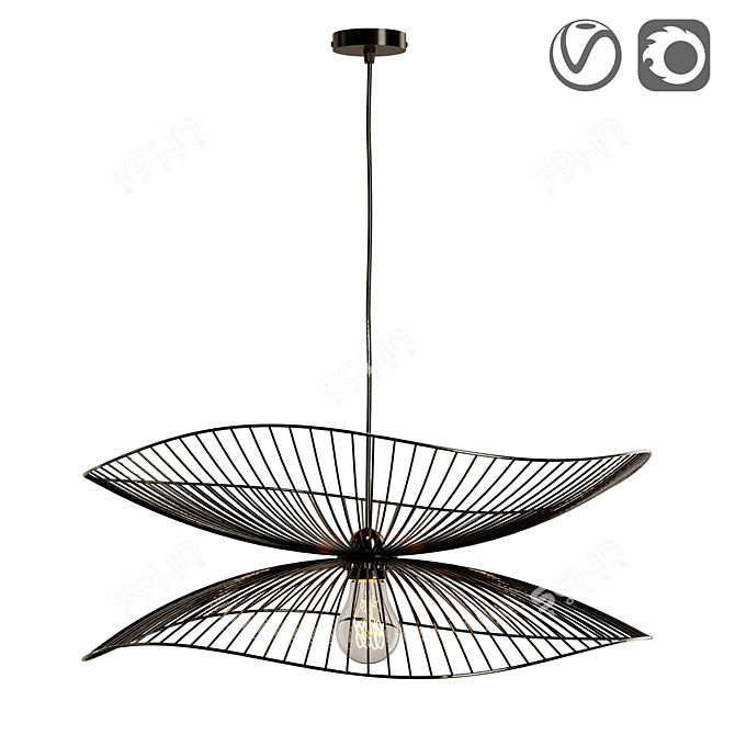 Black Metal Dragonfly Pendant Light 3D model image 1