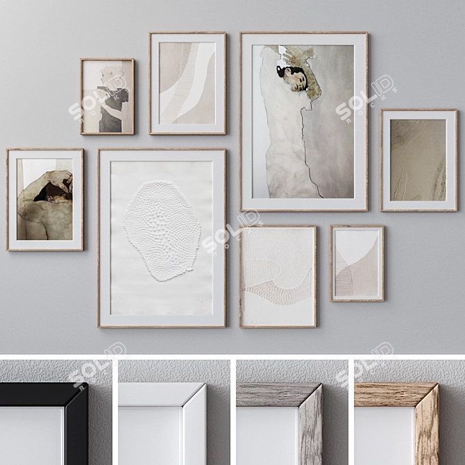 Wall Art Set with Frames 3D model image 1