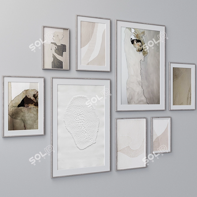 Wall Art Set with Frames 3D model image 2