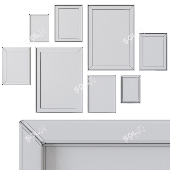 Wall Art Set with Frames 3D model image 4