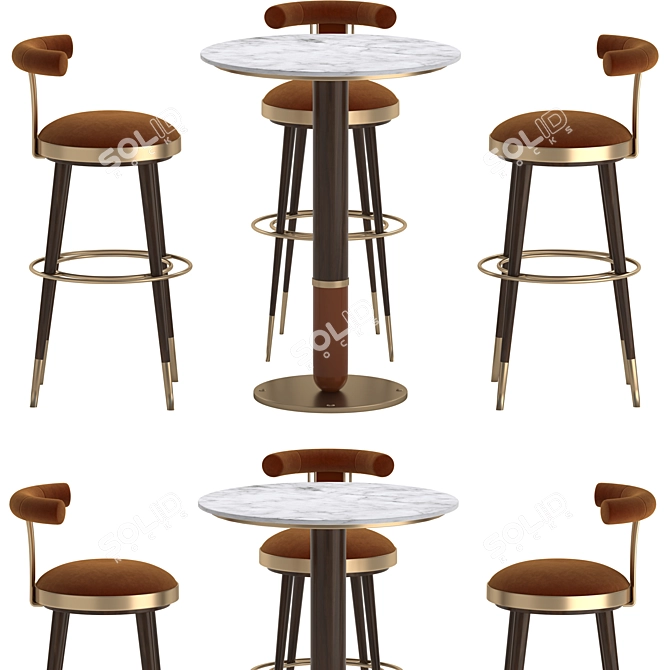 Modern Bar Set Furniture Design 3D model image 1