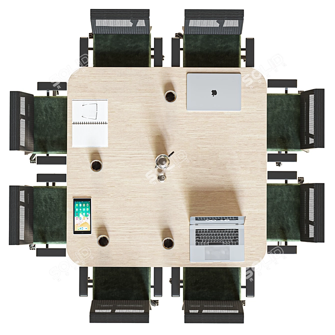 Modern Square Conference Table 2015 3D model image 5