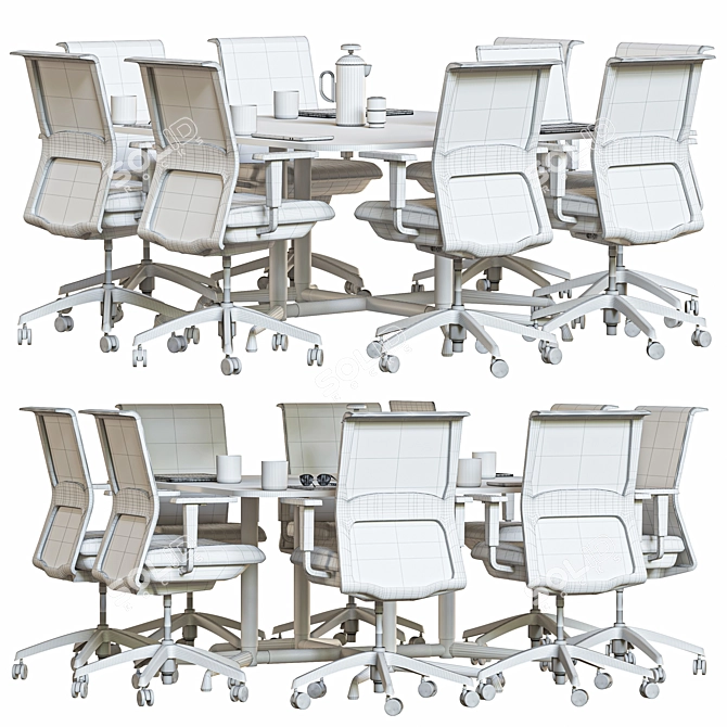 Modern Square Conference Table 2015 3D model image 7