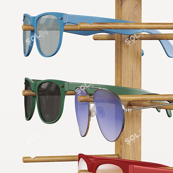 Sleek Sunglasses Stand with Shades 3D model image 5