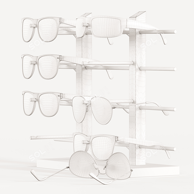 Sleek Sunglasses Stand with Shades 3D model image 7