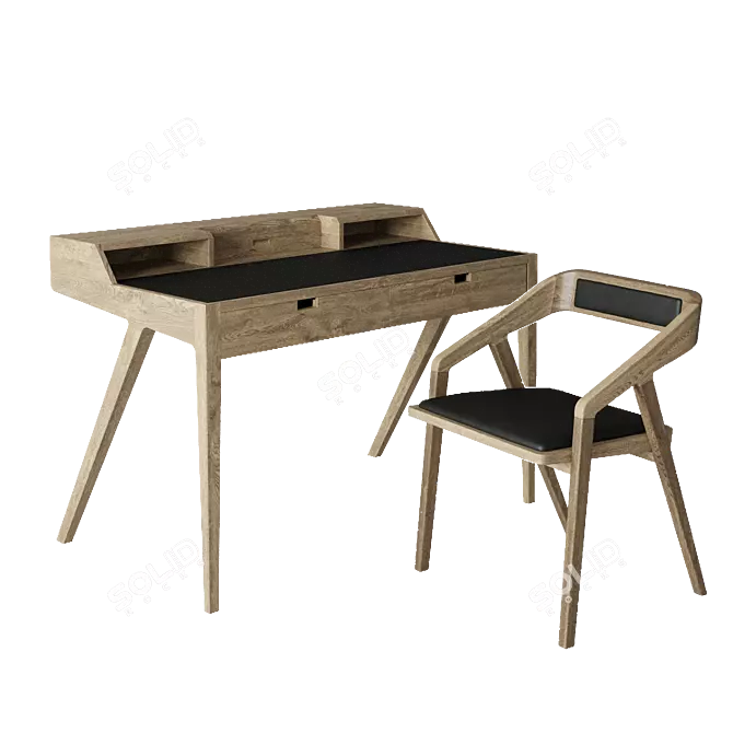 Katakana Table and Chair Set 3D model image 2