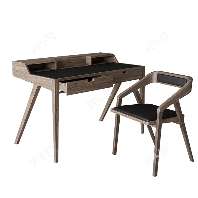 Katakana Table and Chair Set 3D model image 4