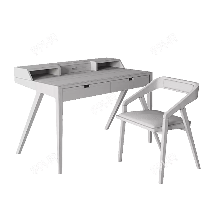 Katakana Table and Chair Set 3D model image 7