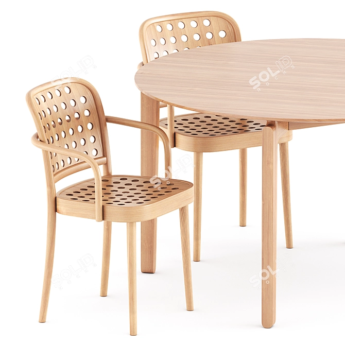 Sleek Seating Set with Leaf Table 3D model image 3